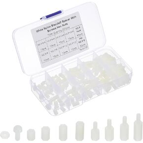 PATIKIL M2.5 Male Female Nylon Hex Spacer Standoff Kit, 200Pcs Motherboard Standoffs Assortment Kit, Electrical Outlet Spacers, Screws Nuts for PCB Motherboard, Circuit Board, White