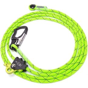 RNA X-Flight Adjustable Lanyard with Snap Hook - Neon Yellow, 12-Foot Heavy-Duty Positioning System, Made in USA, Arborist and Work-at-Height Gear