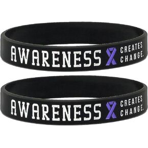 Inkstone Purple Awareness Ribbon Silicone Rubber Wristbands…