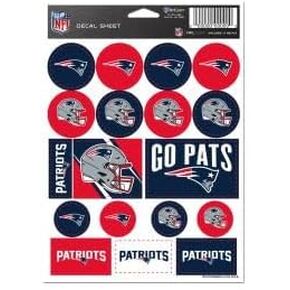 New England Patriots Vinyl Sticker Sheet 5" x 7"