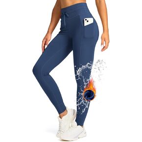 سراويل نسائية من Soothfeel عالية الخصر مبطنة بالصوف مع جيوب مقاومة للماء سميكة حرارية دافئة للشتاء للتزلج سراويل للمشي لمسافات طويلة in Kuwait