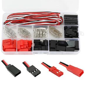 Teansic 115 Sets 8 Types Servo Connector Kits,JST/SYP FUTABA Connector Crimp Pin terminals for RC、Drones、Remote-Controlled Aircraft,JR MX SM XH Male Female Housing Adapter Set