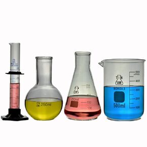 TN Lab Chemistry Borosilicate Glassware Kit 4-Piece Set Beakers Flask Cylinder (1)