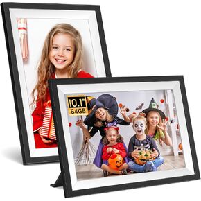إطار صورة رقمي Frameo مقاس 10.1 بوصة مع شاشة لمس IPS بدقة 1280 × 800 عالية الدقة، ومساحة تخزين كبيرة 64 جيجابايت وإطار صور رقمي WiFi سعة 2 جيجابايت، وإعداد سهل، ومشاركة اللحظات عن بُعد عبر Frameo