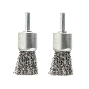 2pcs Wire Brush for Drill - 1/4 Inch Round Shank 1'' Abrasive Wire Pen Brush - Stainless Steel Crimped Carbon Steel Brush for Rust,Cleaning,Deburring,Removing Paint-