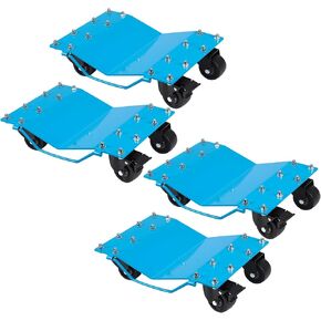 DEXSO [8000 lbs] Wheel Dolly Car Set of 4, Manganese Steel Heavy Duty Car Mover Wheel Dollies Set of 2 with Antiskid Plate & 360 Degree Rotatable Wheel, 16"x13"- Blue