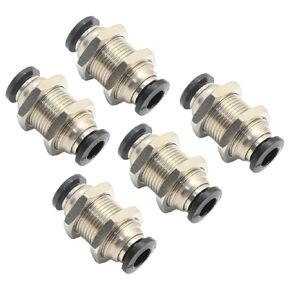 5Pcs 6mm Pneumatic Plastic Bulkhead Union Fitting Push to Connect Tube Fitting 6mm Tube OD x 6mm Tube OD Push to Connect Air Fitting