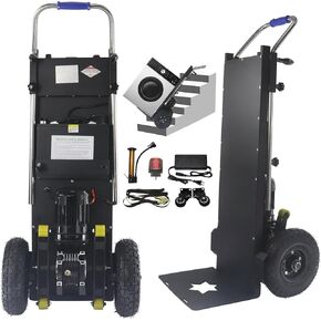 Electric Stair Climbing Hand Trucks Cart Easy Up/Down with Solid Rubber Tires, 1200 W 880lb Max Load for Moving Warehouse Logistics Distribution 24Ah (Black)