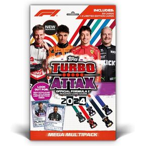 Topps Turbo Attax Formula 1 2024 - Mega Multipack - Contains 39 Turbo Attax Cards plus 2 Limited Edition Cards, OneSize