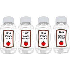 WXOIEOD 4 Pieces Ketchup Squeeze Bottles, 360ml Plastic Refillable Condiment Squeeze Bottle, Empty Kitchen Containers Jars with Cap for Grilling Dressing BBQ Sauce Squirt Syrup Cooking Oil Dispenser
