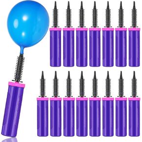 16 Pcs Handheld Balloon Air Pump Inflator Air Pump for Balloons, 2 Way Dual Action Manual Balloon Inflator for Birthday Party Decoration Exercise Yoga Balls Pool Floats, 12 Inch (Rose Red and Purple)