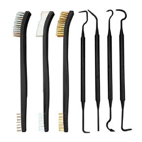 RLECS 7PCS 17cm/6.7inch Long Wire Brush Set Gun Pipe Cleaning Brush Black Gun Brush Cleaning Set for Cleaning Paint Scale Chips Rust
