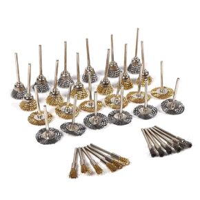 Nylon , KIMISS Brass Coated Steel , 36pcs Brass Wire Brush Set Pen Cup Wheel Shaped Polishing Rotary Tools Full Kit Pack of