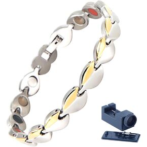 KYOSI Magnetic Bracelet for Women Energy Balance Stainless Steel Bracelet Links Ladies Jewelry