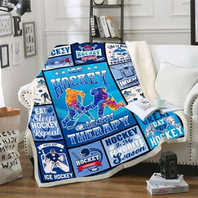 Ice Hockey Gifts, Ice Hockey Blanket for Boys Men, Gifts for Hockey Player Kids Coach, Hockey Lovers Birthday, Soft Warm Cozy Plush Hockey Throw Blanket for Couch Sofa Bed 50"x 60"