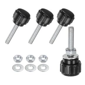 4-Set Knurled Clamping Knobs, M4x40mm Male Thread Knurled Thumbscrew W Nuts & Washers Carbon Steel Screw on Knobs Grips for Machinery/Electronic/Furniture [Black]