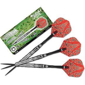 Shot! Darts Warrior Taiaha 90% Tungsten Steel tip Barrels, Balanced for Maximum Aerodynamics Handcrafted Professional Dart Set and Flights Made in New Zealand, Metal Tip Bar Darts