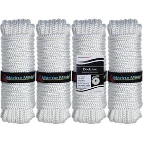 Amarine Made Double Braided Nylon Dock Lines 7700 lbs Breaking Strength (L:25 ft. D:5/8 inch Eyelet: 15 inch) 4 Pack of Marine Mooring Rope Boat Dock Lines Working Load Limit:1540 lbs