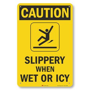 SmartSign - S-8170-EG-12x18 "Caution - Slippery When Wet Or Icy" Sign | 12" x 18" 3M Engineer Grade Reflective Aluminum