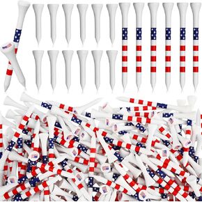 Patriotic American Flag Bamboo Combo Length Golf Tees Bulk, Includes 3¼" Driver Tees and 1½" Hybrid/Iron Tees Golf