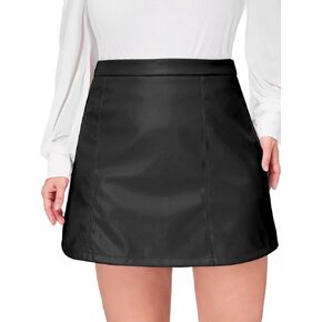 MakeMeChic Women's Plus Size Faux Leather Skirt High Waisted Pleather Mini Skirt