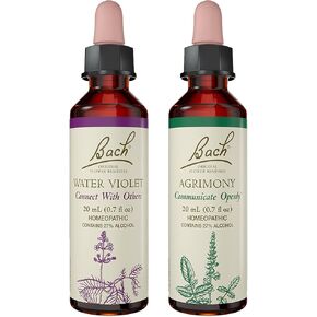 Bach Original Flower Remedies 2-Pack, Open Up to Others" - Agrimony, Water Violet, Homeopathic Flower Essences, Vegan, 20mL Dropper x2