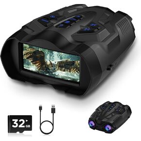 Night Vision Goggles for Adults, 4K Night Vision Binoculars,9 Gear Infrared Goggles with 32GB TF Card, 10X Digital Night Vision, 3.5" HD Screen Binoculars, 4000mAh Up to 12H of Use, GRAY