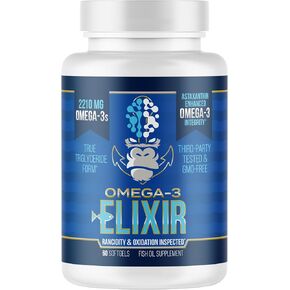 Gorilla Mind Omega-3 Elixir - Premium Omega-3 Fish Oil Softgels | Triple Strength | High EPA & DHA Content | Supports Heart, Brain, Immune, and Joint Health (60 Softgels)