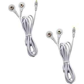 Durable TENS Lead Wires 2.35mm Shielded Plug TENS to 3.5mm Snap Electrode Wires for TENS Unit, VOVOU Standard Electrodes Wire Replacement for TENS EMS Massager Electric Muscle Stimulator(2 Packs)