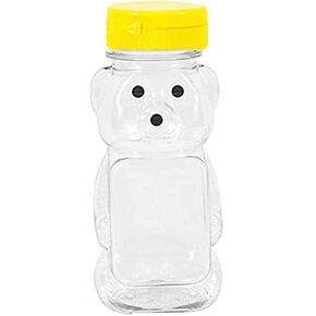 Yellow 8 Oz Plastic Bear Honey Bottle Jars, Empty Honey Squeeze Bottle with Flip-top Lid for Storing and Dispensing, Yellow Flap Caps for Storing and Dispensing Garlic Presses,Storage and Organization