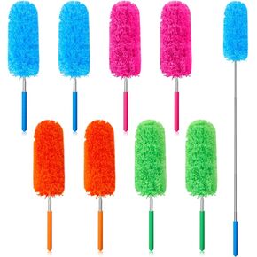Tanlade 8 Pcs Microfiber Feather Duster for Cleaning 13-31 Inch Extendable Cobweb Dusters Ceiling Fan Duster Washable Bendable Cleaning Tool for Office Car Window (Green, Blue, Rose Red, Orange)