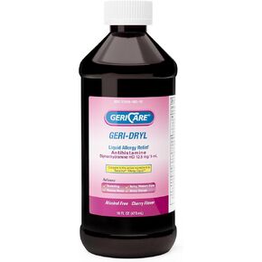 GeriCare Geri-Dryl Diphenhydramine HCI Solution - Antihistamine Liquid Multi-Symptom Allergy Relief Formula - Relieves Sneezing Runny Nose, Watery, Itchy Eyes & Throat, 16 FL OZ (Pack of 1)