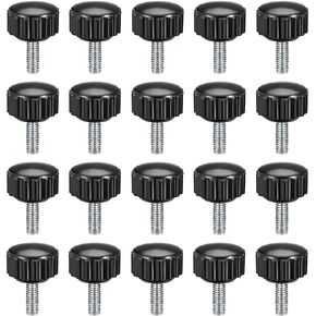 uxcell M4 x 10mm Metric Male Thread Knurled Clamping Knobs Grip Thumb Screw on Type Plastic Threaded Hand Bolt Knobs Black 20 Pcs