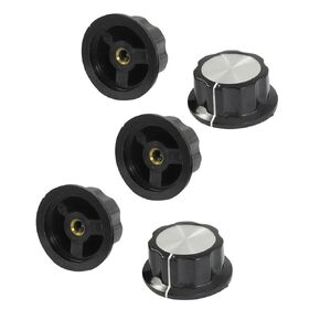 Uxcell a13041000ux0031 5 Pcs Black Silver Tone 36 mm Top Rotary Knobs for 6 mm Dia. Shaft Potentiometer