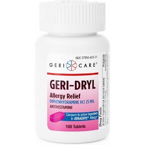 GeriCare Geri-Dryl Diphenhydramine HCI Solution - Antihistamine Liquid Multi-Symptom Allergy Relief Formula - Relieves Sneezing Runny Nose, Watery, Itchy Eyes & Throat, 16 FL OZ (Pack of 1)