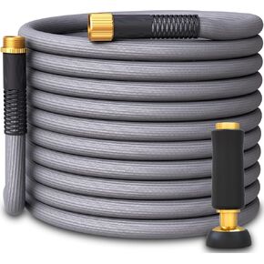 TITAN Garden Hose | Flexible, Lightweight, Kink-Free & Durable Hybrid Water Hose with Heavy Duty Brass Connectors & High-Pressure Jet Nozzle (75FT x 1/2")