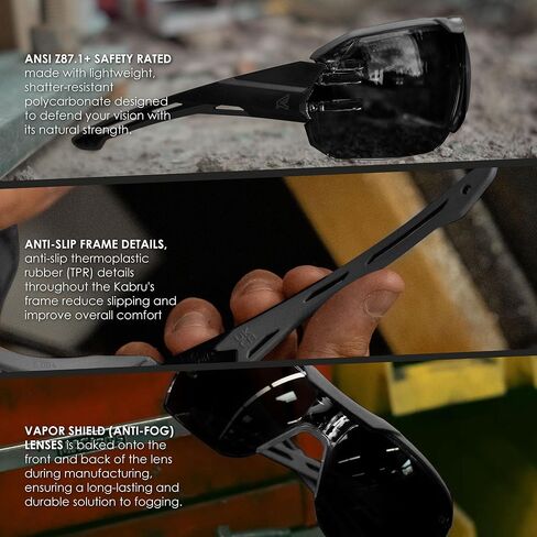 EDGE Eyewear Kabru: نظارات أمان Z87 للرجال، نظارات أمان شفافة أو ملونة مضادة للضباب، نظارات واقية مع ملاءمة آمنة in Kuwait