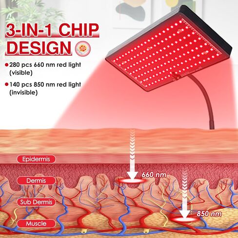 Red Light Therapy, Red Light Therapy for Body with Adjustable Stand, Red Light Therapy Lamp for Face, 660nm & 850nm Infrared Red Light Therapy Device with Therapy Glasses at Home Use in Saudi Arabia