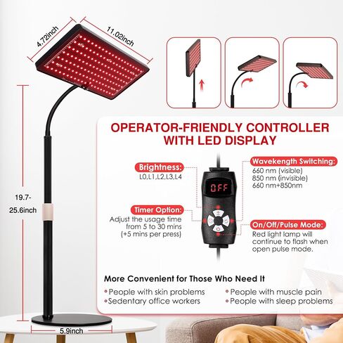 Red Light Therapy, Red Light Therapy for Body with Adjustable Stand, Red Light Therapy Lamp for Face, 660nm & 850nm Infrared Red Light Therapy Device with Therapy Glasses at Home Use in Saudi Arabia