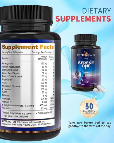 غليسينات المغنيسيوم، GABA، 5HTP، L-Theanine، Ashwagandha، مركب مكملات الميلاتونين - يدعم صحة النوم، وتخفيف التوتر، والمزاج، والحيوية، وخالي من الغلوتين، وغير معدل وراثيًا - 60 كبسولة in Saudi Arabia