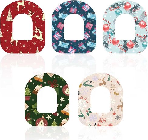 25pcs Christmas Style Sensor Covers Adhesive Patches, Non-Woven Fabric Overpatches Waterproof CGM Sensor Sticker Tapes Accessories for Omnipod 5 in Saudi Arabia