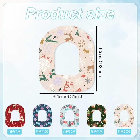 25pcs Christmas Style Sensor Covers Adhesive Patches, Non-Woven Fabric Overpatches Waterproof CGM Sensor Sticker Tapes Accessories for Omnipod 5 in Saudi Arabia