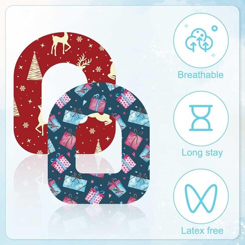 25pcs Christmas Style Sensor Covers Adhesive Patches, Non-Woven Fabric Overpatches Waterproof CGM Sensor Sticker Tapes Accessories for Omnipod 5 in Saudi Arabia