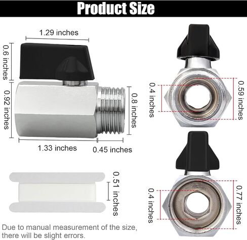 صمام كروي صغير من النحاس مقاس 1/2 بوصة مع شريط إغلاق PTFE، وصمامات إغلاق للإناث والذكور من NPT، وصمام تصريف الماء الساخن لصيانة سخان المياه RV أو المقطورة (أحمر) in Saudi Arabia