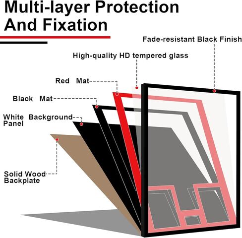 Juexica 32 x 24 Inch Jersey Frame Display Case Tempered Glass Wooden Wall Mounted Jersey Shadow Box for Baseball Basketball Football Soccer Hockey Sport Shirt Plus Displaying Two Photos One Signature in Kuwait