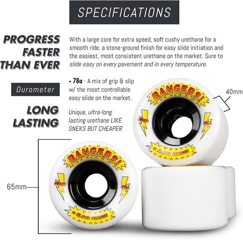Blood Orange Bangers 65mm & 70mm Longboard Wheels - for Sliding, Cruising, Freeride, Downhill, Surfskate, Longboard Dancing. in Saudi Arabia