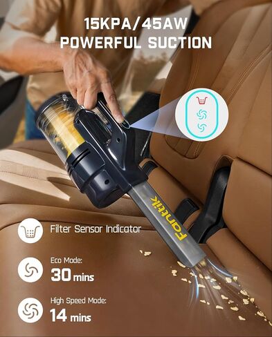 Fanttik Cruise V9 Handheld Vacuum Cleaner, 15000Pa Car Vacuum High Power, 20.3 oz Dustbin, Extra-Long Crevice Tool & LED Display & Light, RobustClean™ Portable Cordless Vacuum for Car Home in Saudi Arabia