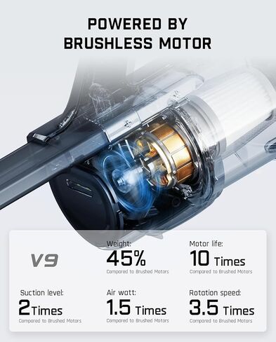 Fanttik Cruise V9 Handheld Vacuum Cleaner, 15000Pa Car Vacuum High Power, 20.3 oz Dustbin, Extra-Long Crevice Tool & LED Display & Light, RobustClean™ Portable Cordless Vacuum for Car Home in Saudi Arabia
