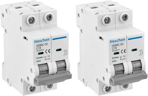 2PCS DC Miniature Circuit Breaker, HSB6C-DC, 2 Poles, DC500V 32A, Photovoltaic Circuit Breaker, for Solar PV System Solar Panels Grid System, 35mm DIN Rail Mounting (32A) in Saudi Arabia