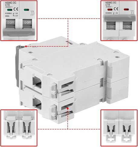 2PCS DC Miniature Circuit Breaker, HSB6C-DC, 2 Poles, DC500V 32A, Photovoltaic Circuit Breaker, for Solar PV System Solar Panels Grid System, 35mm DIN Rail Mounting (32A) in Saudi Arabia
